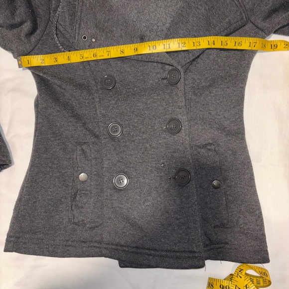 BONGO Charcoal Grey Peacoat with Wide Collar, Hood, and Textured Fabric - Picture 8 of 8